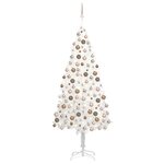 vidaXL Arbre de Noël artificiel pré-éclairé et boules blanc 210 cm