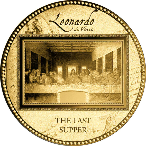 Monnaie LAST SUPPER Da Vinci 1/200 Oz Or 5000 Francs Gabon