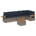 vidaXL Salon de jardin 7 Pièces avec coussins gris résine tressée