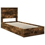 vidaXL Lit de Rangement Chêne fumé 90 x 200 cm Bois d'ingénierie