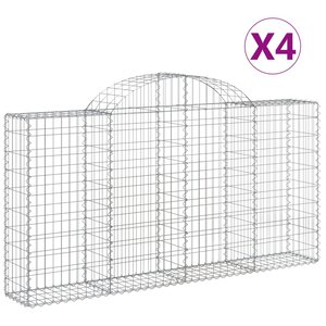 vidaXL Paniers à gabions arqués 4 Pièces 200x30x100/120 cm Fer galvanisé