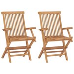 vidaXL Chaises de jardin et coussins anthracite lot de 2 Bois de teck