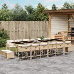 vidaXL Ensemble à manger de jardin et coussins 17 Pièces beige