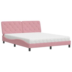 vidaXL Lit avec matelas rose 160x200 cm velours