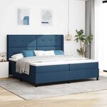 vidaXL Lit à ressort LED avec matelas Bleu 200 x 200 cm tissu