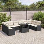 vidaXL Ensemble de canapé de jardin 11 Pièces Noir Poly rotin
