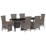 vidaXL Ensemble de salle à manger de jardin 7 pièces avec coussins Gris Rotin Synthétique