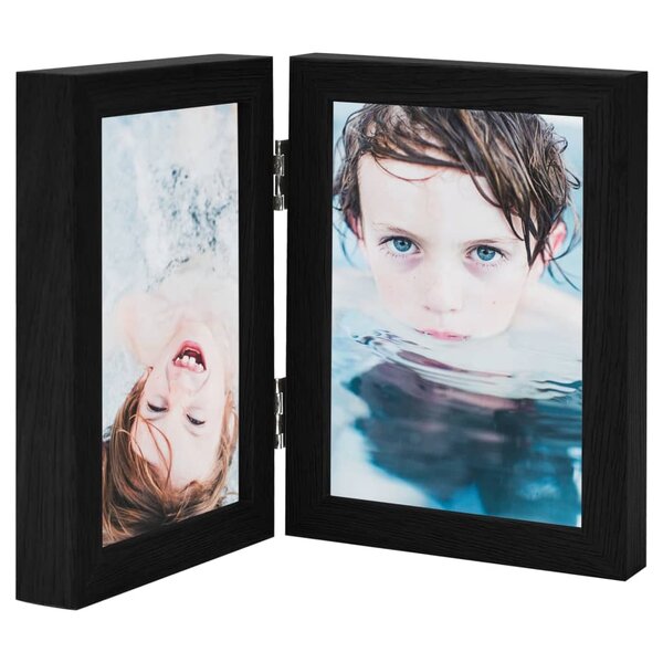 vidaXL Cadre photo dépliable en deux Noir 2x(13x18 cm)