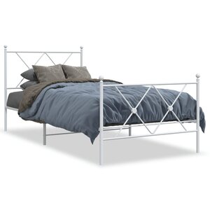 vidaXL Cadre de lit métal sans matelas avec pied de lit blanc 90x200cm
