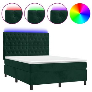 vidaXL Sommier à lattes de lit matelas et LED Vert foncé 140x200 cm