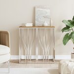 vidaXL Table console argenté acier inoxydable/bois massif récupération