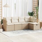 vidaXL Salon de jardin avec coussins 5 Pièces beige résine tressée