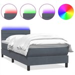 vidaXL Sommier à lattes de lit et matelas et LED gris foncé 90x210 cm velours