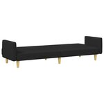 vidaXL Canapé-lit à 2 places avec repose-pied noir tissu