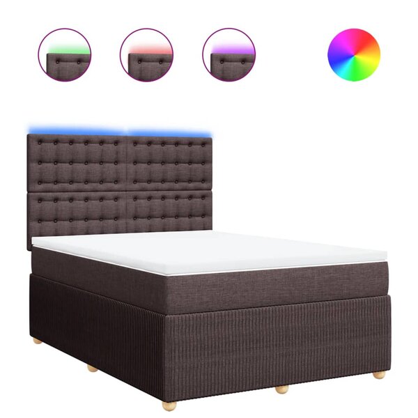 vidaXL Sommier à lattes de lit avec matelas Marron foncé 140x190 cm