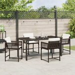 vidaXL Set de salle à manger de jardin 5 pièces avec coussins en rattan synthétique marron
