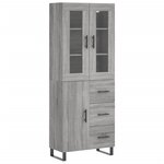 vidaXL Buffet haut Sonoma gris 69 5x34x180 cm Bois d'ingénierie