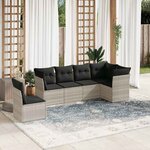 vidaXL Salon de jardin 6 Pièces avec coussins gris clair résine tressée