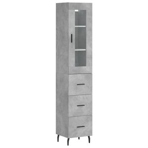 vidaXL Buffet haut Gris béton 34 5x34x180 cm Bois d'ingénierie