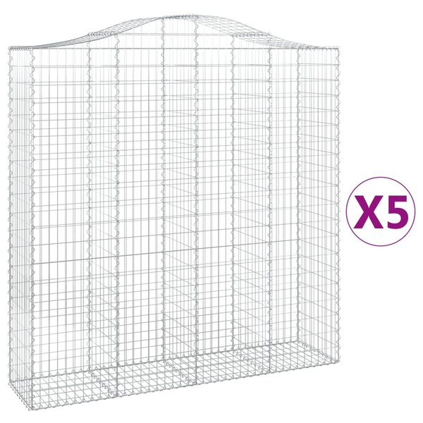vidaXL Paniers à gabions arqués 5 Pièces 200x50x200/220 cm Fer galvanisé