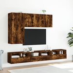 vidaXL Meuble TV mural chêne fumé 60x30x30 cm bois d'ingénierie