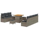 vidaXL Ensemble de canapé de jardin avec coussin 10 Pièces Gris