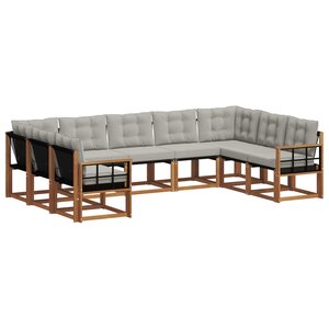 vidaXL Ensemble de canapés d'extérieur 9 Pièces Gris Naturel et Clair