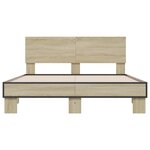 vidaXL Cadre de lit chêne sonoma 140x190 cm bois d'ingénierie et métal