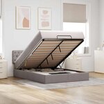 vidaXL Lit ottoman avec matelas et LED taupe 140x200 cm tissu