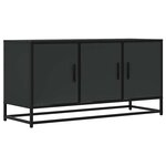 vidaXL Meuble TV noir 100x35x50 cm bois d'ingénierie et métal