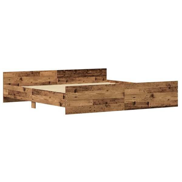 vidaXL Cadre de lit Bois Ancien 203 x 203 x 50 cm Bois d'ingénierie