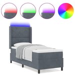 vidaXL Lit à ressort avec matelas et LED Gris foncé 80x200 cm Velours