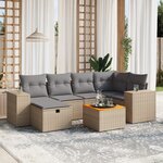 vidaXL Salon de jardin avec coussins 7Pièces mélange beige résine tressée