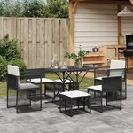 vidaXL Ensemble à manger de jardin coussins 7 Pièces noir résine tressée