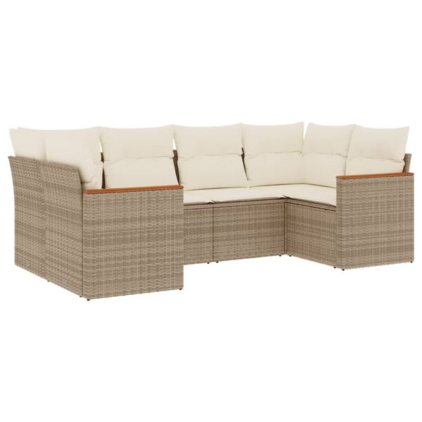 vidaXL Salon de jardin avec coussins 6 Pièces beige résine tressée