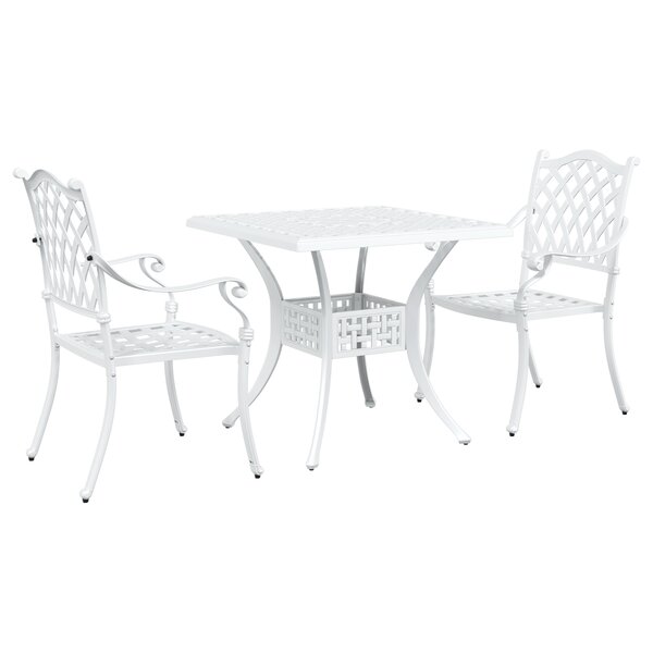 Ensemble Bistro de Jardin 3 Pièces vidaXL en Aluminium Blanc