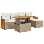 vidaXL Salon de jardin 6 Pièces avec coussins beige résine tressée acacia