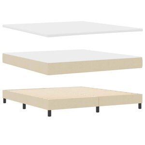 vidaXL Lit boxspring avec matelas Crème 180 x 200 cm tissu
