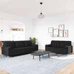 vidaXL Ensemble de canapés 2 Pièces avec coussins décoratifs noir tissu