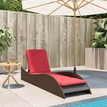 vidaXL Chaise longue avec coussin Marron 60x205x73 cm Résine tressée