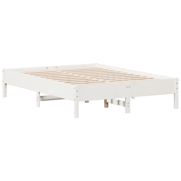 vidaXL Cadre de lit sans matelas blanc 135x190 cm bois de pin massif