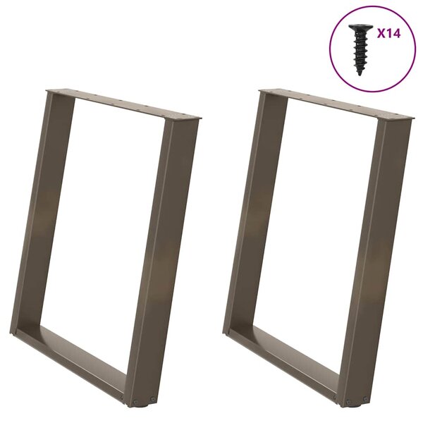 vidaXL Pieds de table à manger en forme de U  2 pièces  acier naturel  70 x (72-73) cm