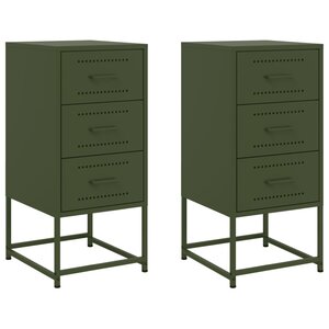 vidaXL Tables de chevet 2 Pièces vert olive 36x39x78 cm acier