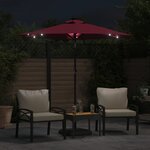 vidaXL Parasol de jardin avec LED mât en acier bordeaux 225x225x212 cm