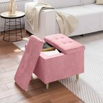vidaXL Pouf de rangement avec coussin Rose 60 x 60 x 45 cm Velours