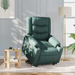 vidaXL Fauteuil inclinable de massage Vert foncé Tissu