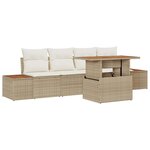 vidaXL Ensemble de canapé de jardin 5 Pièces Beige Poly rotin