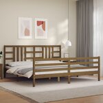 vidaXL Cadre de lit avec tête de lit marron miel 200x200cm bois massif