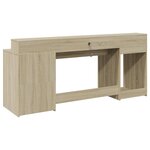 vidaXL Bureau avec lumières LED chêne sonoma bois d'ingénierie