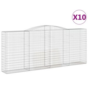 vidaXL Paniers à gabions arqués 10 Pièces 400x50x160/180 cm fer galvanisé